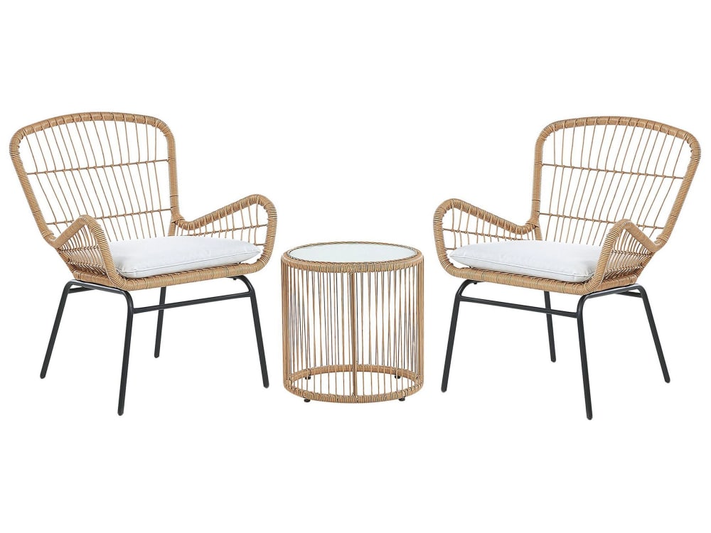 Ensemble pour bistro avec coussins marron clair