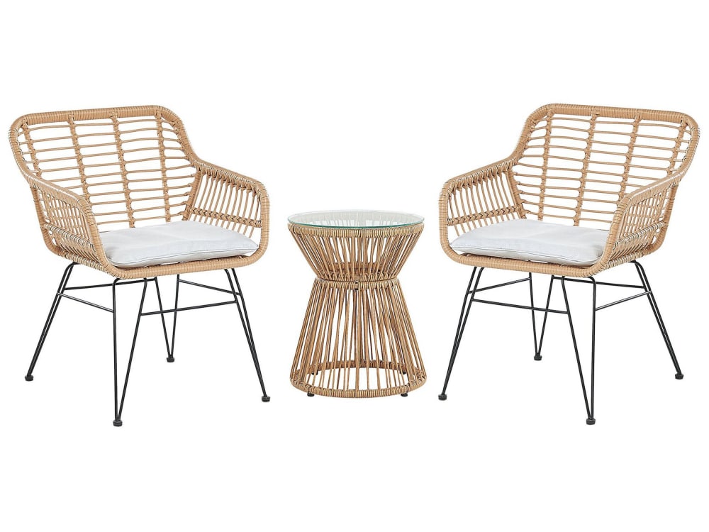 Bistro Set 2 Personen Aus Polyrattan, Naturfarben