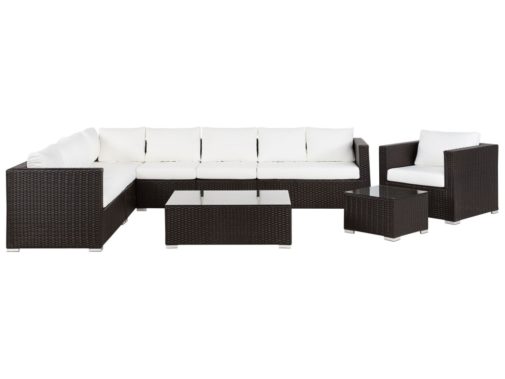Lounge Set 8 Personen Aus Polyrattan, Braun