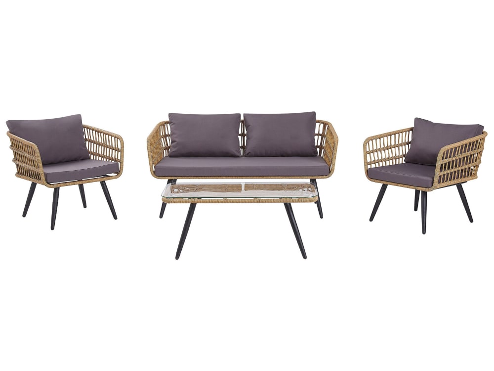 Ensemble de salon de jardin avec table 4 places beige