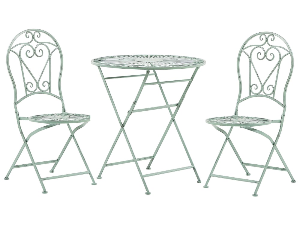 Ensemble pour bistro pliant métal vert clair