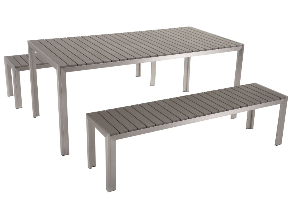 Gartentisch Set 6 Personen Aus Kunstholz, Grau