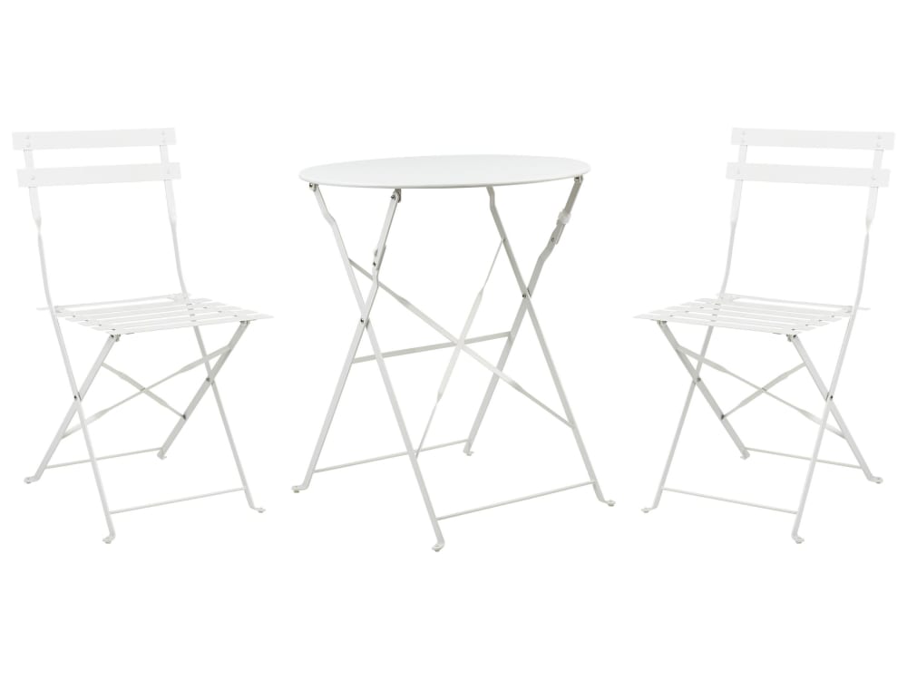 Ensemble pour bistro pliant métal blanc