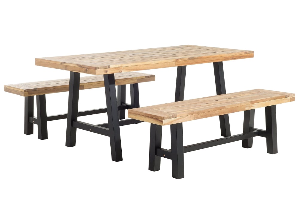 Gartentisch Set 6 Personen Aus Akazienholz, Braun