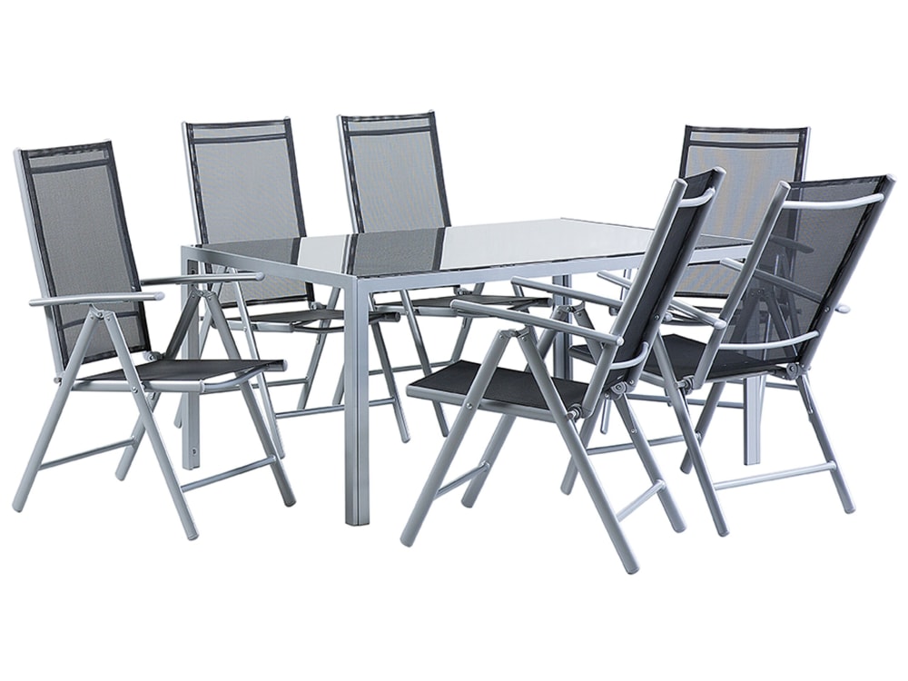Beliani Gartentisch Set 6 Personen aus Aluminium, schwarz style modern - Aluminium