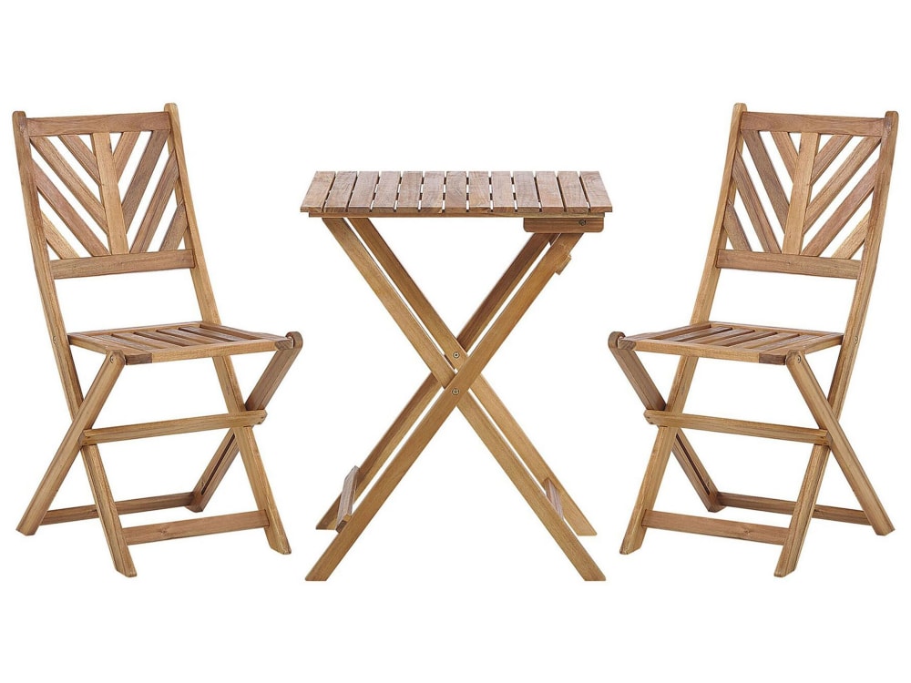 Ensemble pour bistro pliant acacia marron