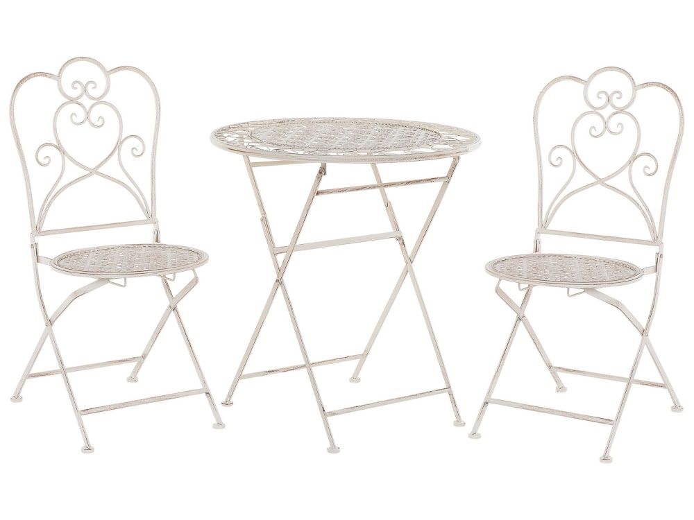 Bistro Set 2 Personen Aus Eisen, Beige
