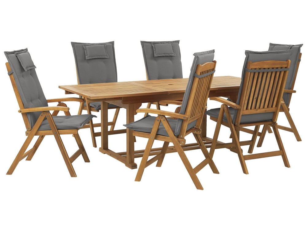 Gartentisch Set 6 Personen Aus Akazienholz, Braun
