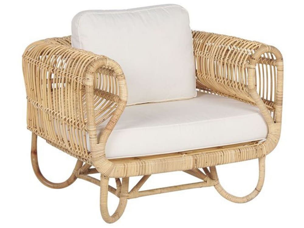 fauteuil en rotin marron