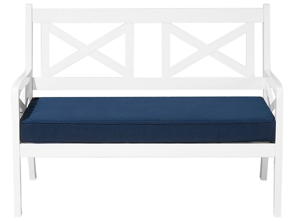 Banc avec coussin d'assise 121 cm acacia blanc