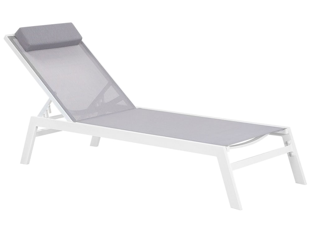 Chaise longue de jardin en aluminium grise