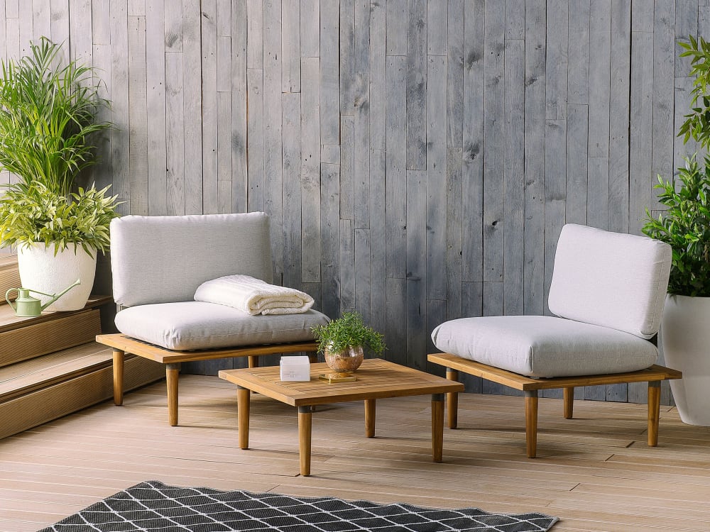 Lounge Set mit Tisch 2 Personen aus Zertifiziertes Akazienholz,