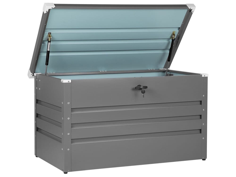 Coffre de rangement métal 100 cm 62 cm gris
