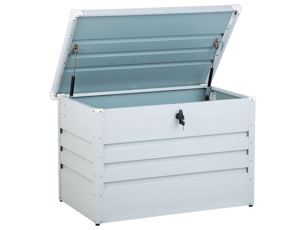 Coffre de rangement métal 100 cm 62 cm gris clair