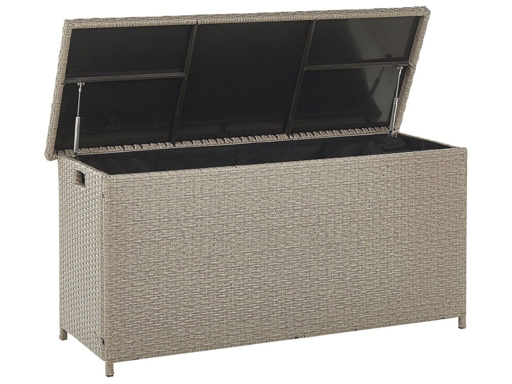 Coffre de rangement 126 cm 46 cm polyrotin taupe