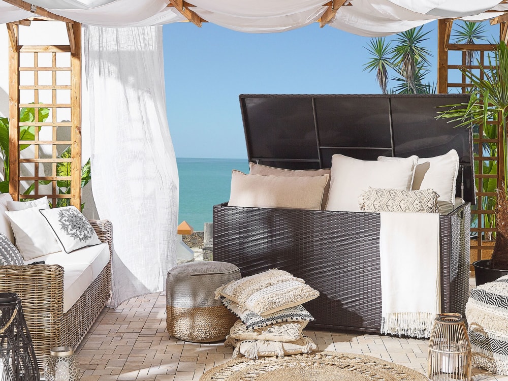 Coffre de rangement 155 cm 75 cm marron