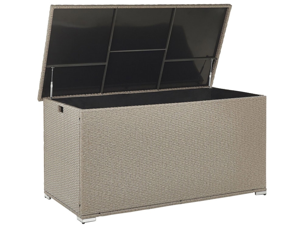 Coffre de rangement 155 cm 75 cm polyrotin taupe