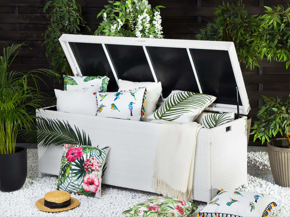 Coffre de rangement 158 cm 63 cm blanc