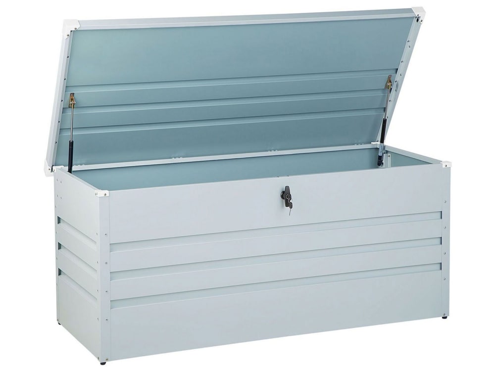Coffre de rangement 132 cm 62 cm métal gris clair