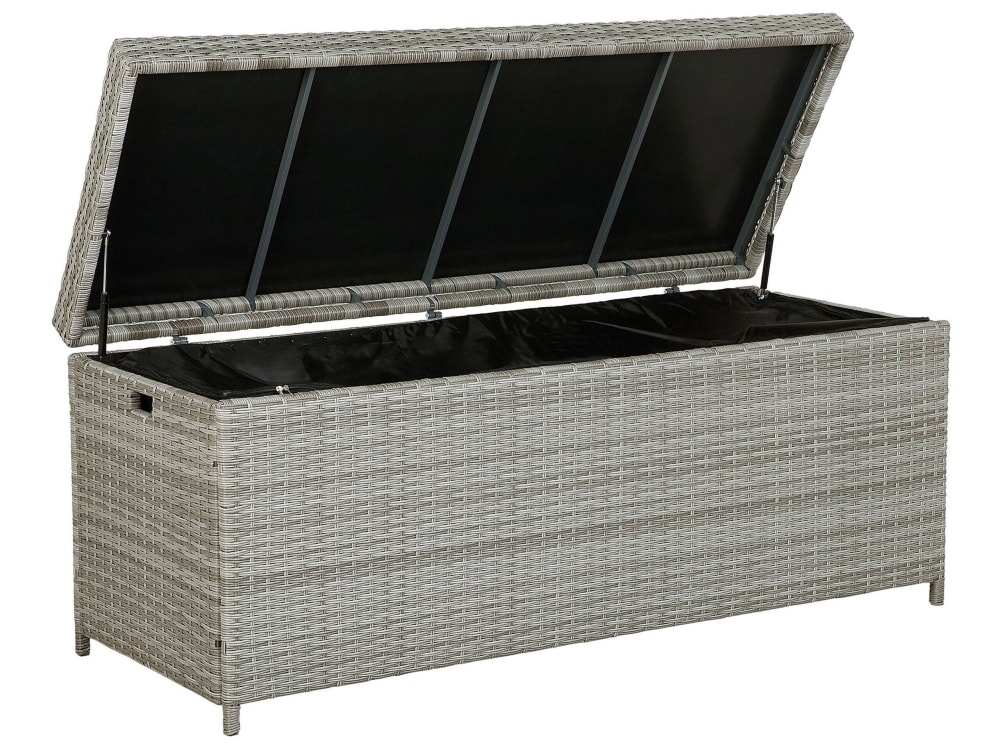 Coffre de rangement 158 cm 63 cm polyrotin gris