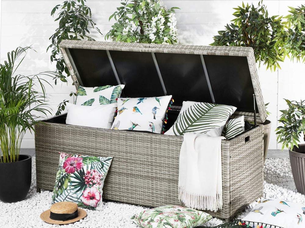 Coffre de rangement 158 cm 63 cm gris