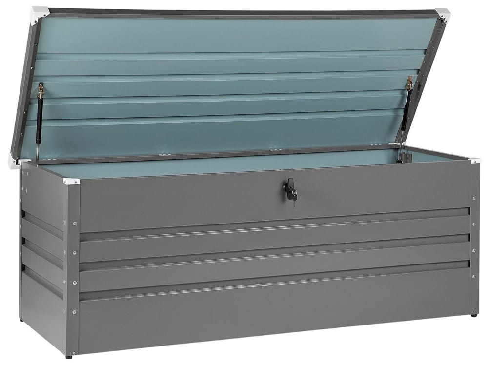 Coffre de rangement 165 cm 70 cm métal gris