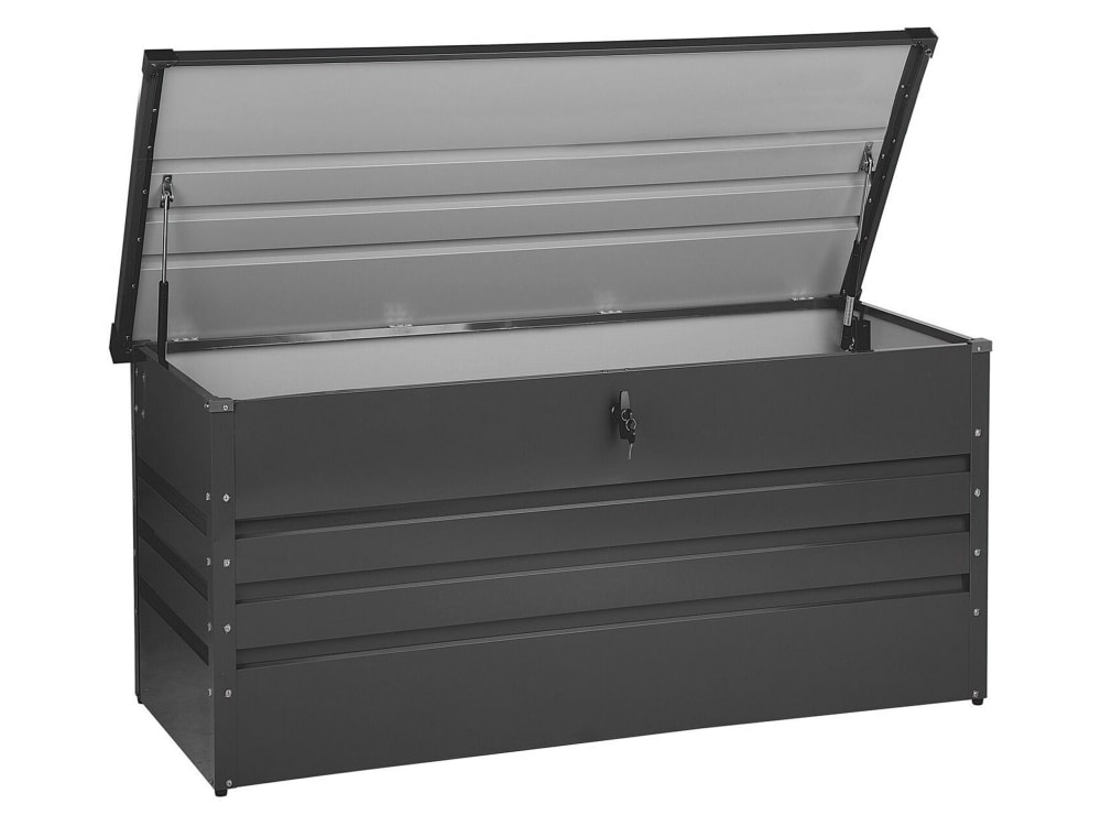 Coffre de rangement 132 cm 62 cm métal gris graphite