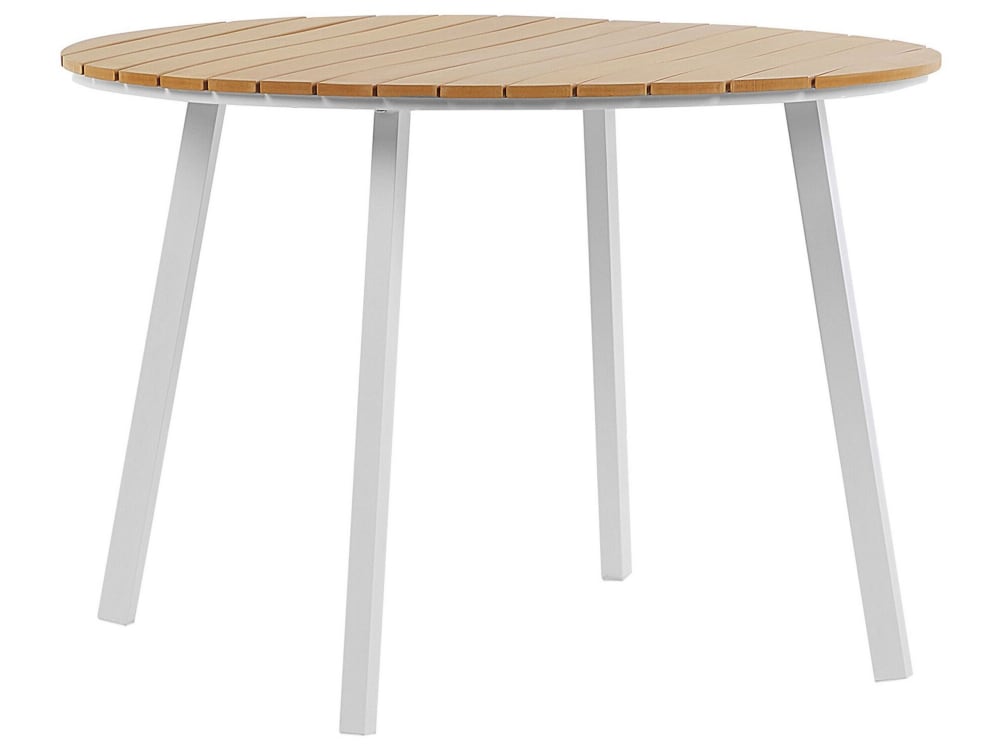 Table de jardin en bois synthétique et aluminium blanc D105cm