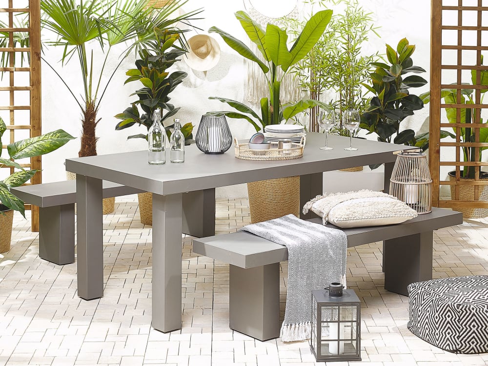 Table de repas 6 personnes en fibre-ciment gris