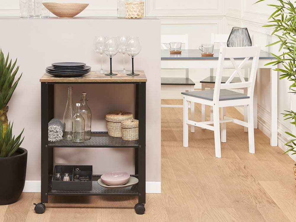 Servierwagen aus Faserplatte 78cm, schwarz - Maisons Du Monde