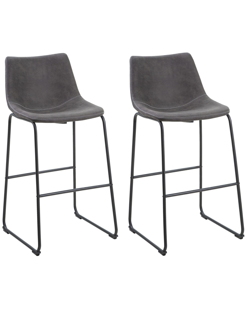 Beliani Set mit 2 Barstühlen aus Stoff, grau style modern - Stoff