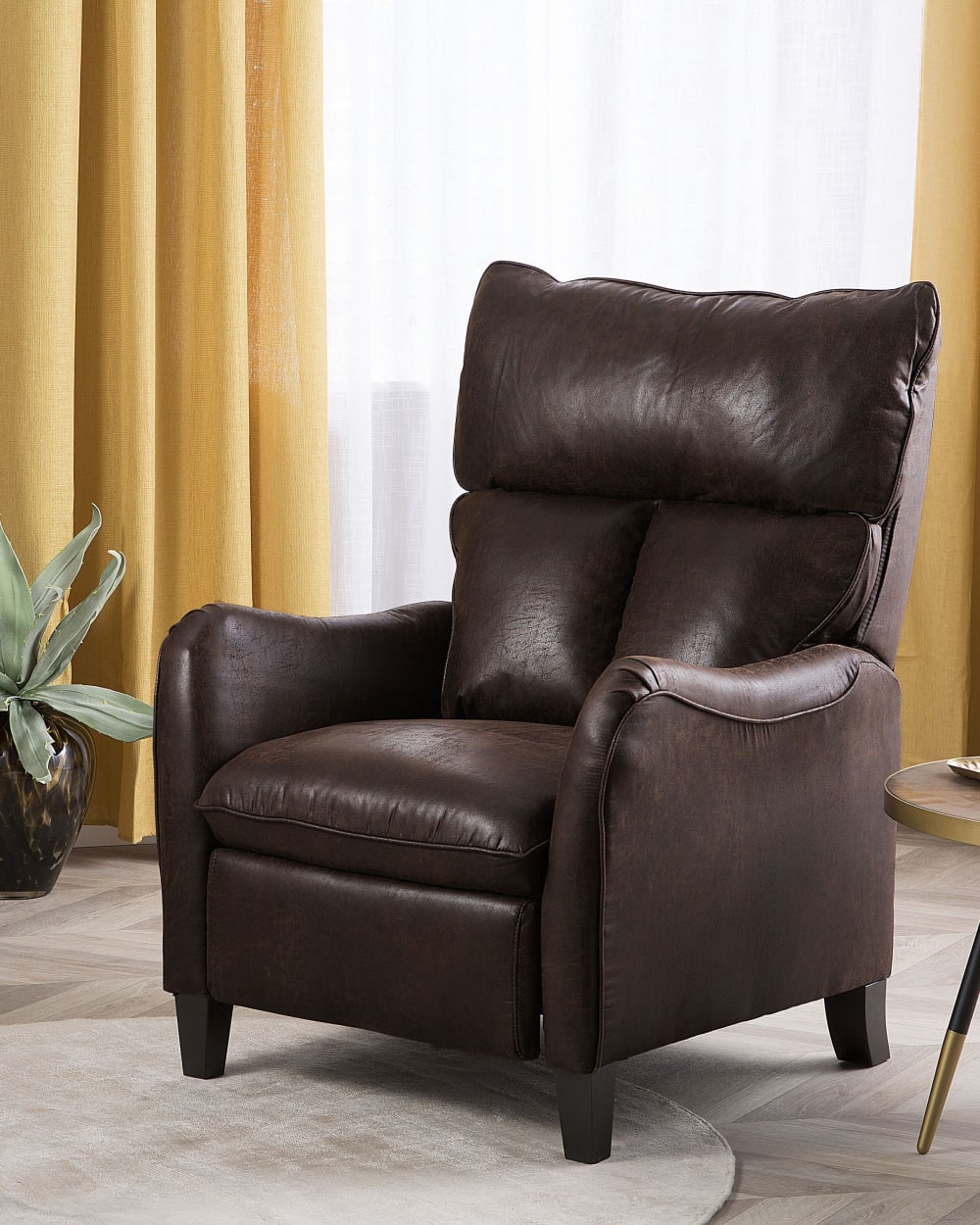 Fauteuil de relaxation en cuir pu marron
