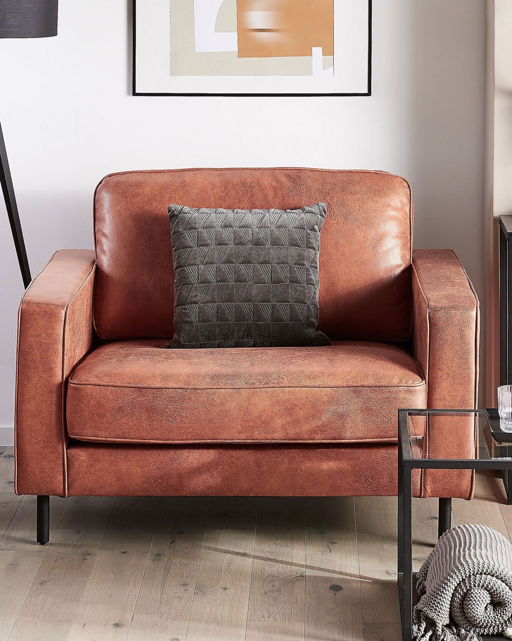 Fauteuil en cuir pu marron H87