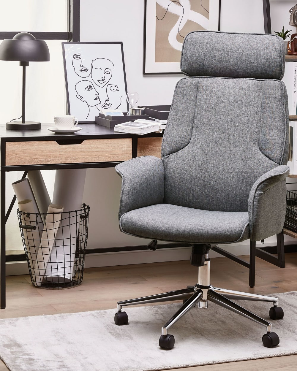 Bürostuhl aus Stoff 117-126 cm, grau - Maisons Du Monde