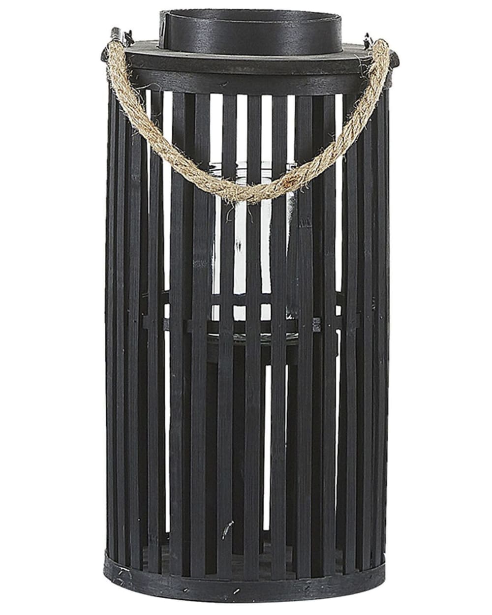 Beliani Laterne aus Holz 40 cm, schwarz style landhaus - Holz