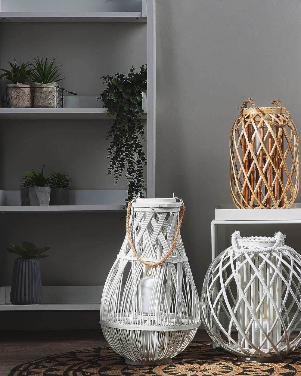 Laterne aus Holz 77 cm, weiß - Maisons Du Monde