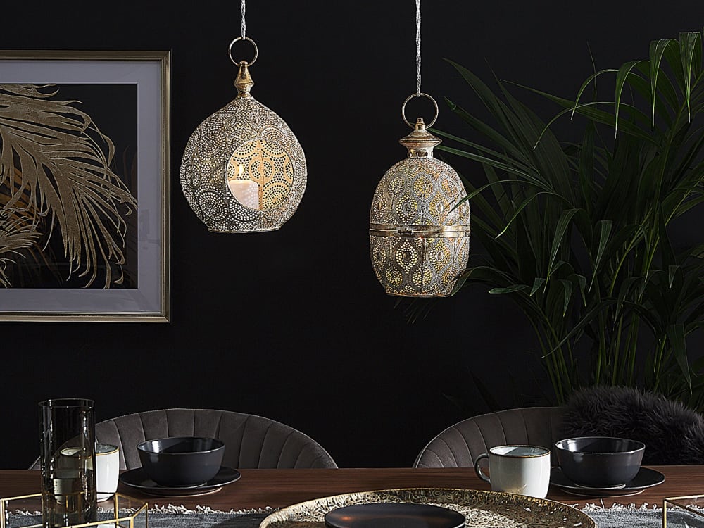 Laterne aus Metall 34 cm, gold - Maisons Du Monde
