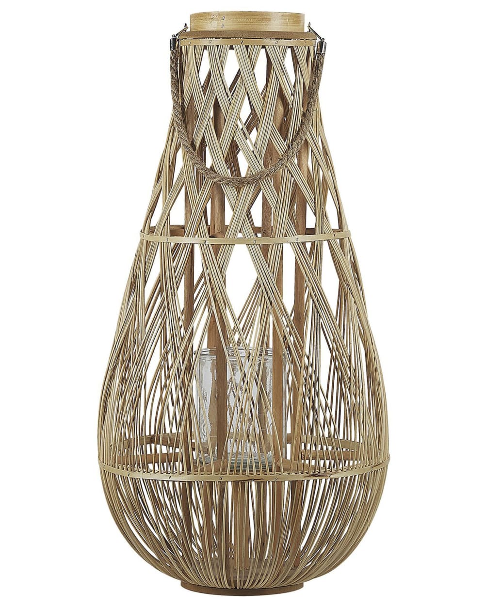 Beliani Laterne aus Holz 77 cm, braun style landhaus - Bambus