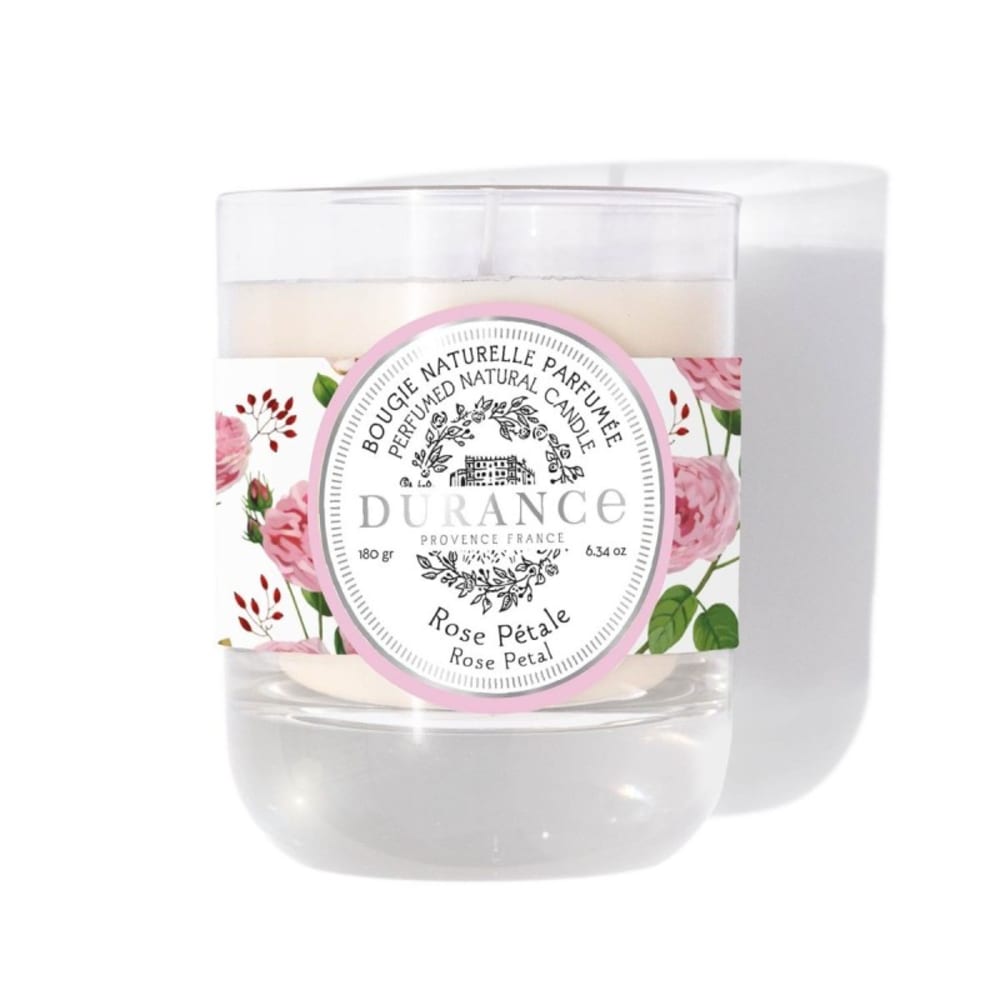 Durance Bougie parfumée naturelle rose pétale Transparent Cire