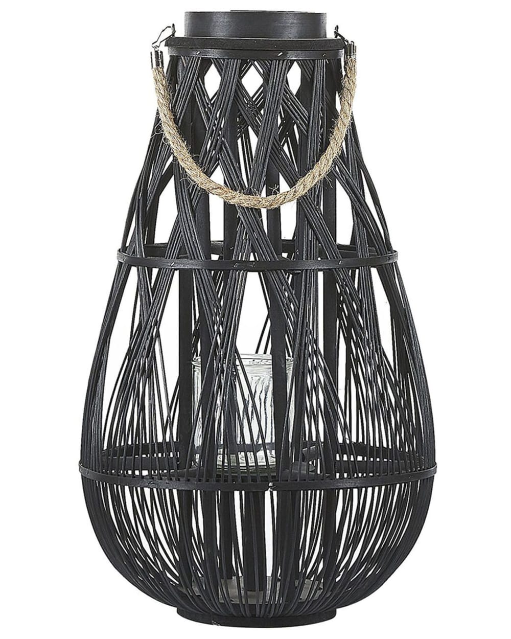 Beliani Laterne aus Holz 56 cm, schwarz style landhaus - Bambus