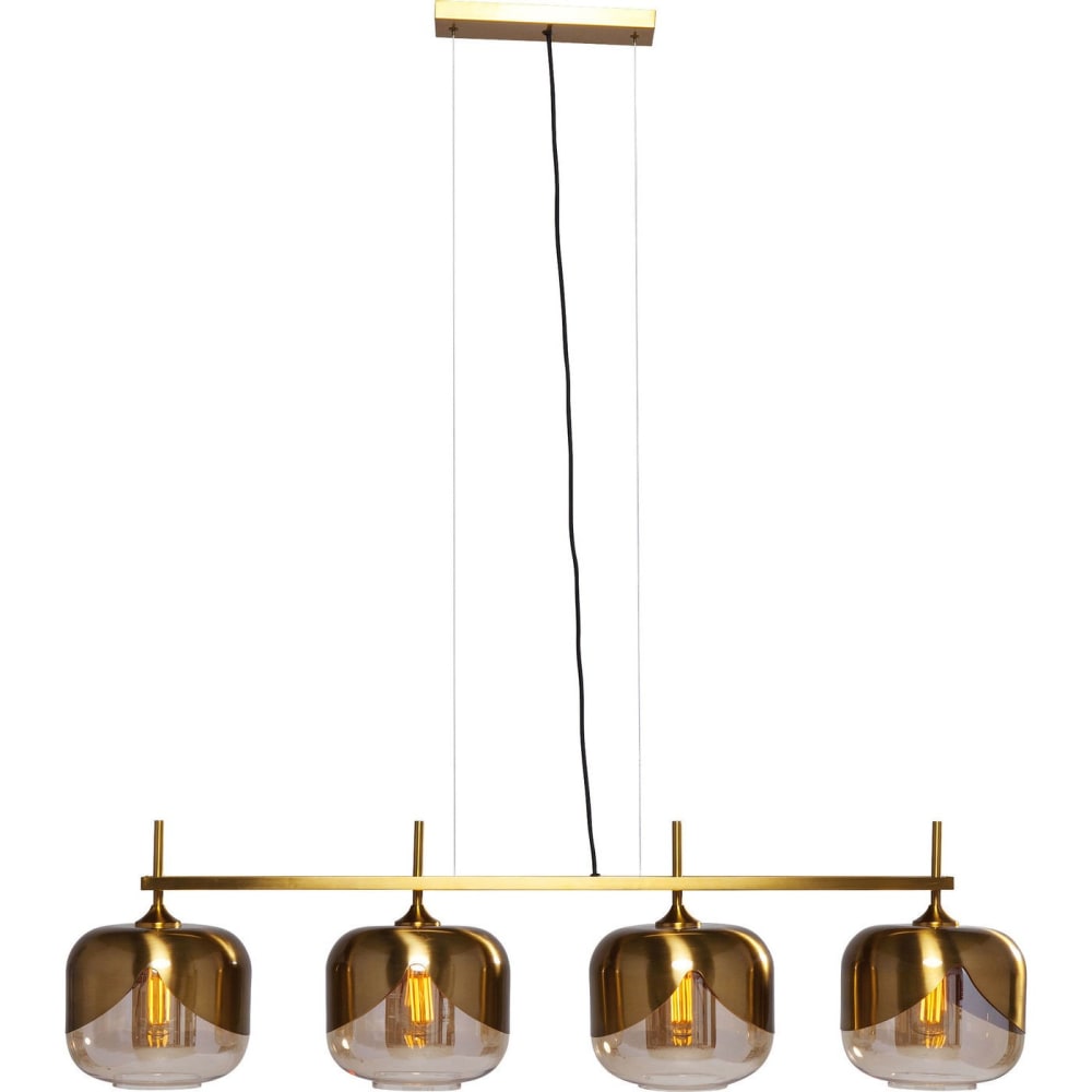 Kare Design Hängelampe mit 4 Glasschirmen, gold, D25cm style modern - Glas