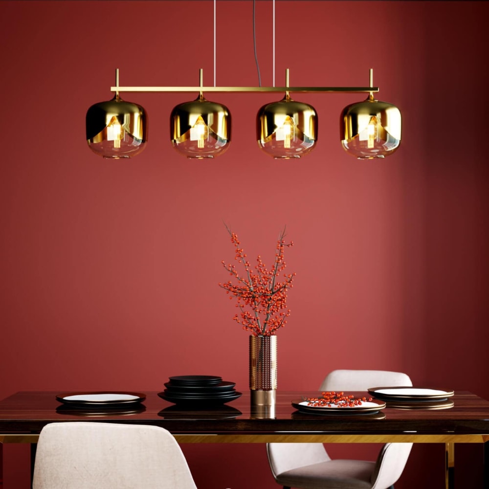 Hängelampe mit 4 Glasschirmen, gold, D25cm - Maisons Du Monde