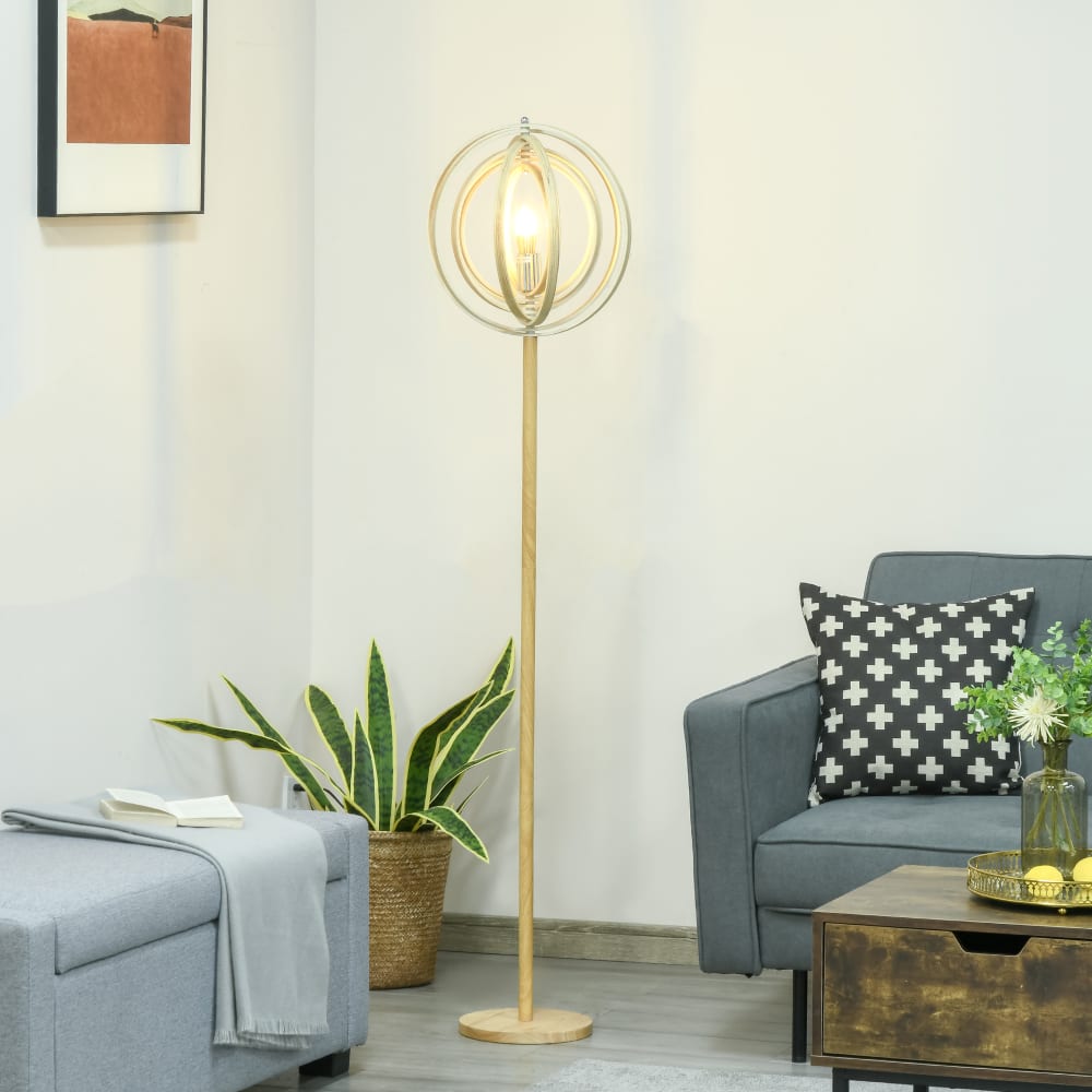 Lampadaire sur pied circulaire bois naturel clair h160 cm — vue 4