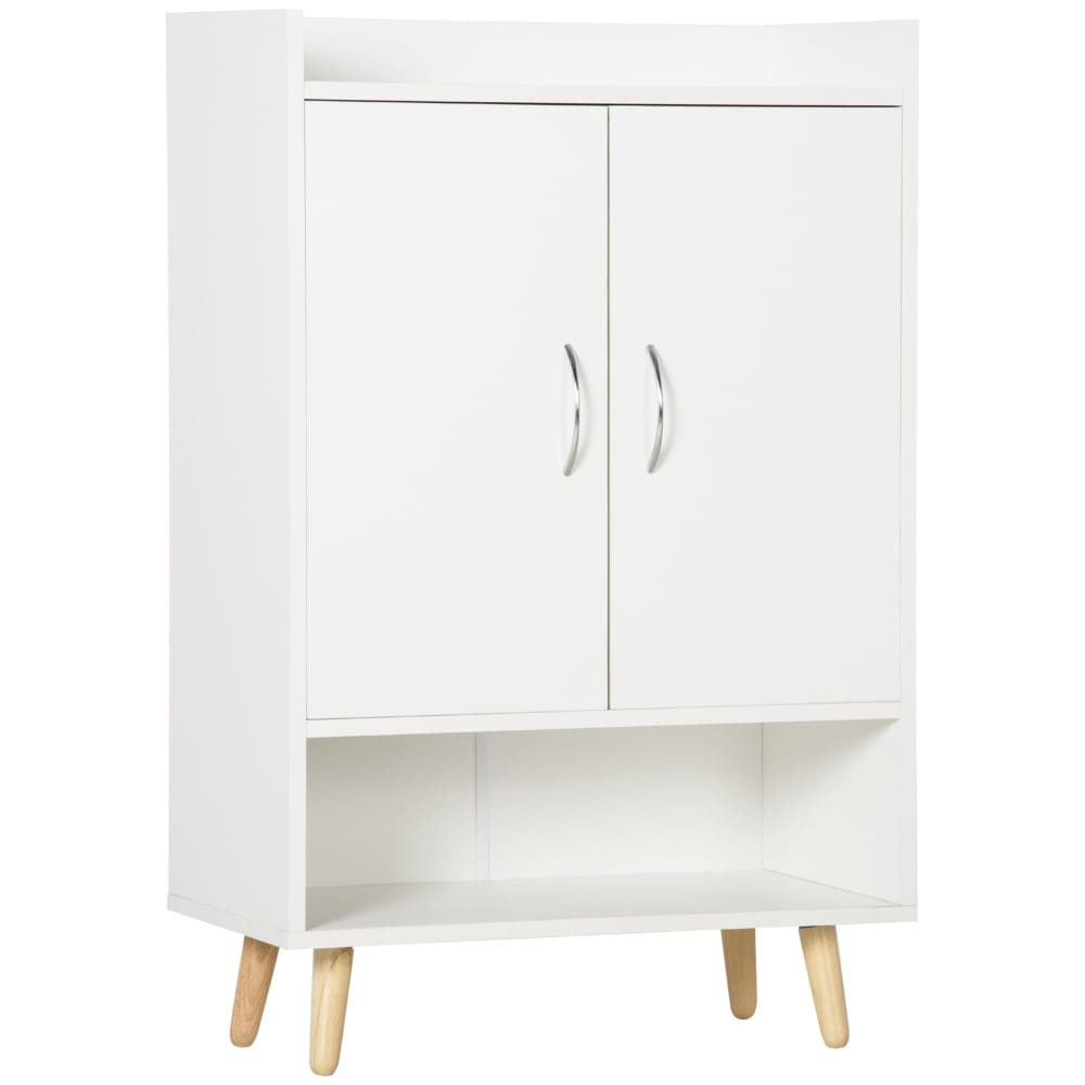 Meuble à chaussures scandinave placard 2 portes 4 étagères blanc