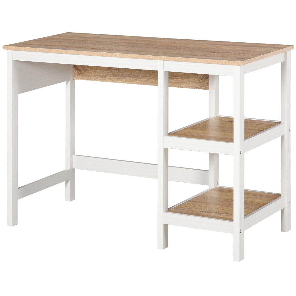 Homcom Multimedia-Computerschrank 2 Regale, zweifarbig Beige Spanplatte