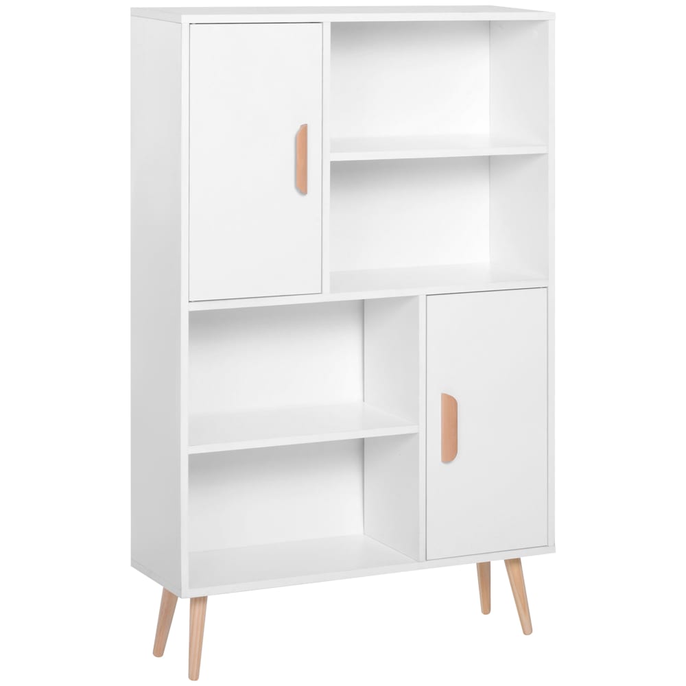 Homcom Skandinavische 4-Fach-Bibliothek & 2-Schränke Weiß Weiß Spanplatte