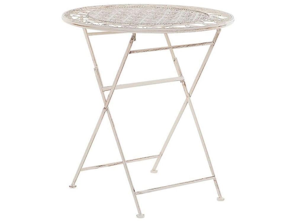 Table ronde 2 personnes en métal beige