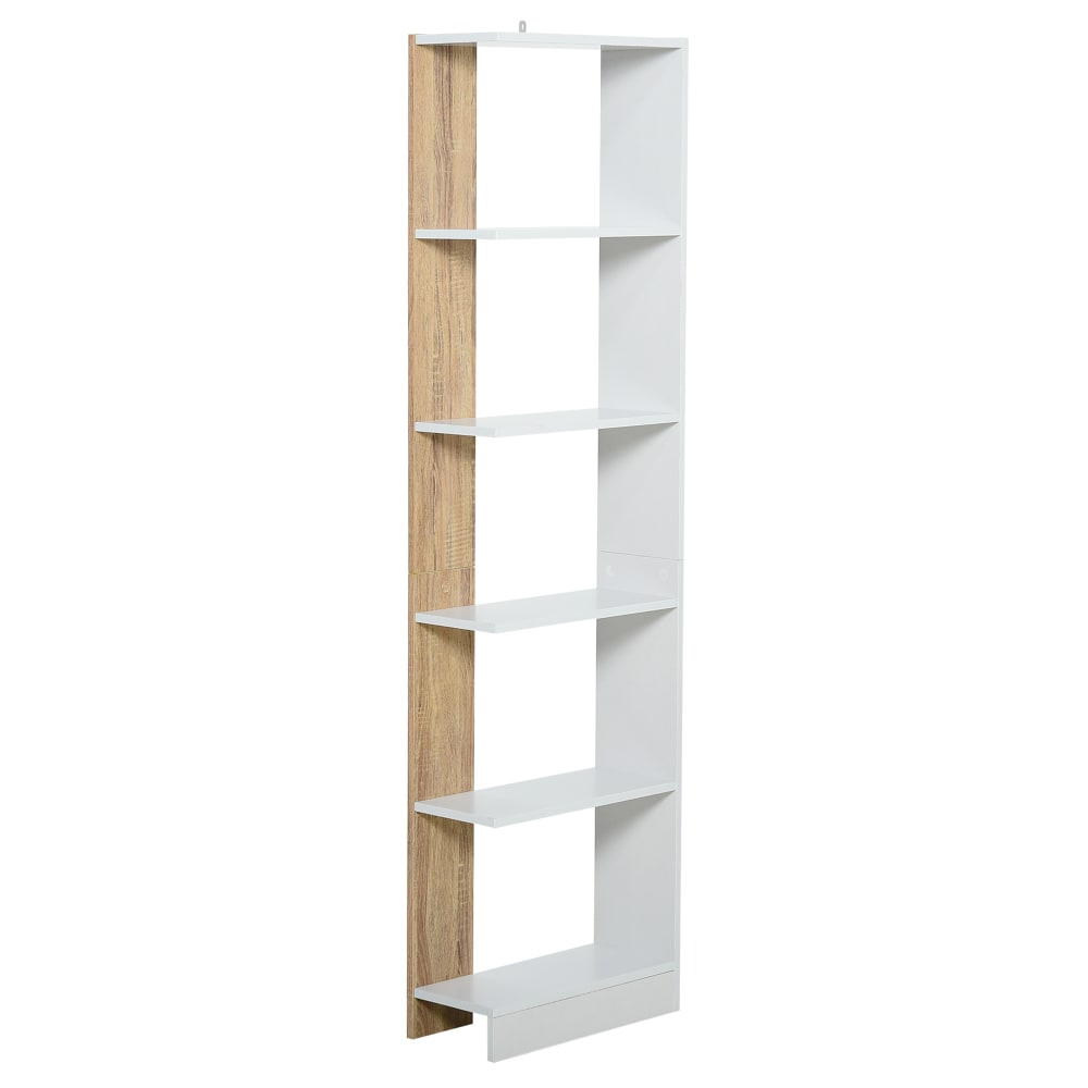 Homcom Weiß-Eichen-Bücherregal 45x21x170cm style modern Weiß Spanplatte