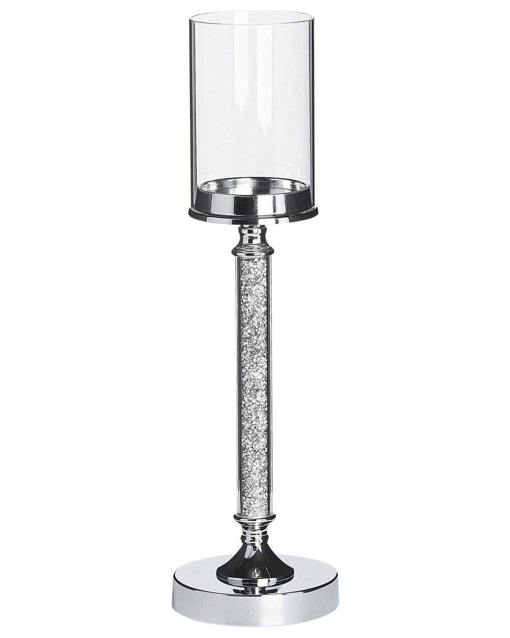 Beliani Kerzenständer aus Metall 48cm, silber style classic chic - Glas