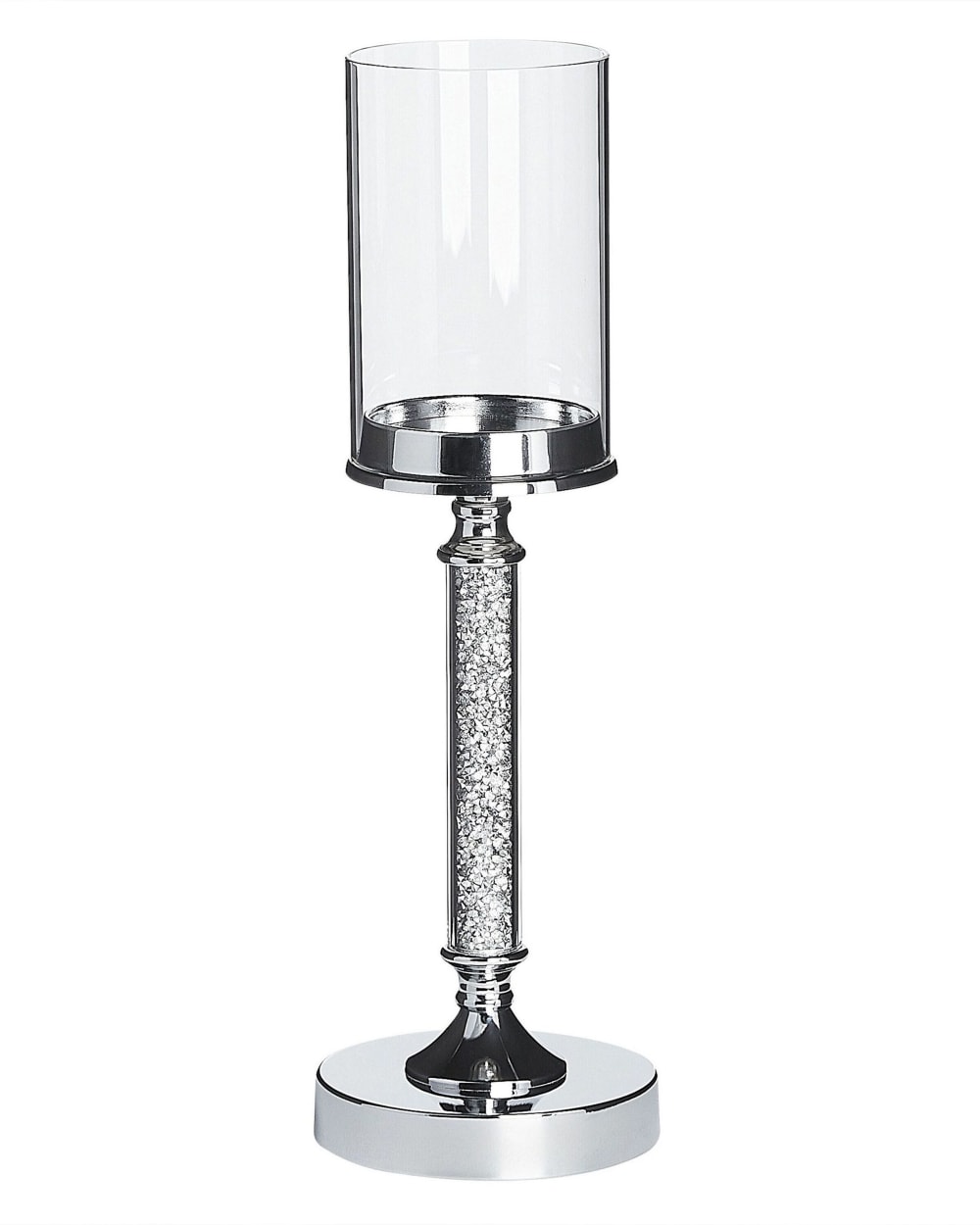 Bougeoir 41 cm verre argenté